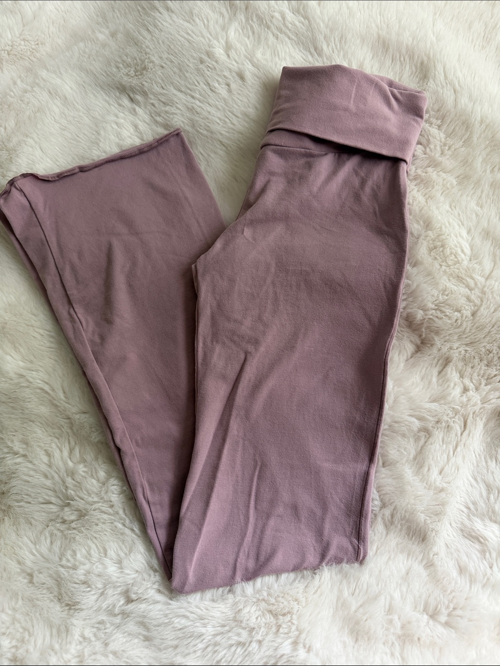 SKIMS Ribbed Fold-Over Waist Leggings - Dusty Mauve